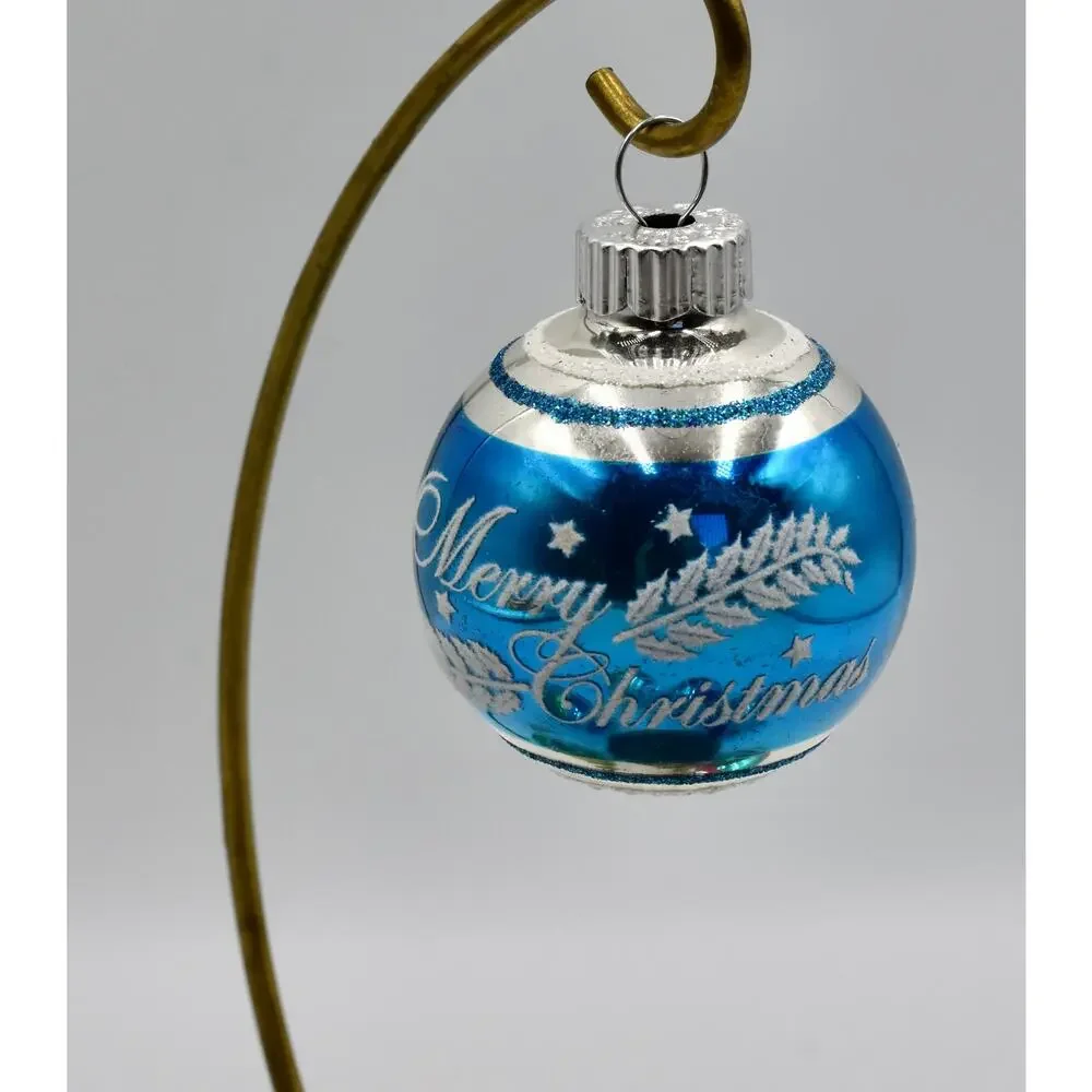 Radko Shiny Brite Flocked Stencil Glass Ball Christmas Tree Ornament Set